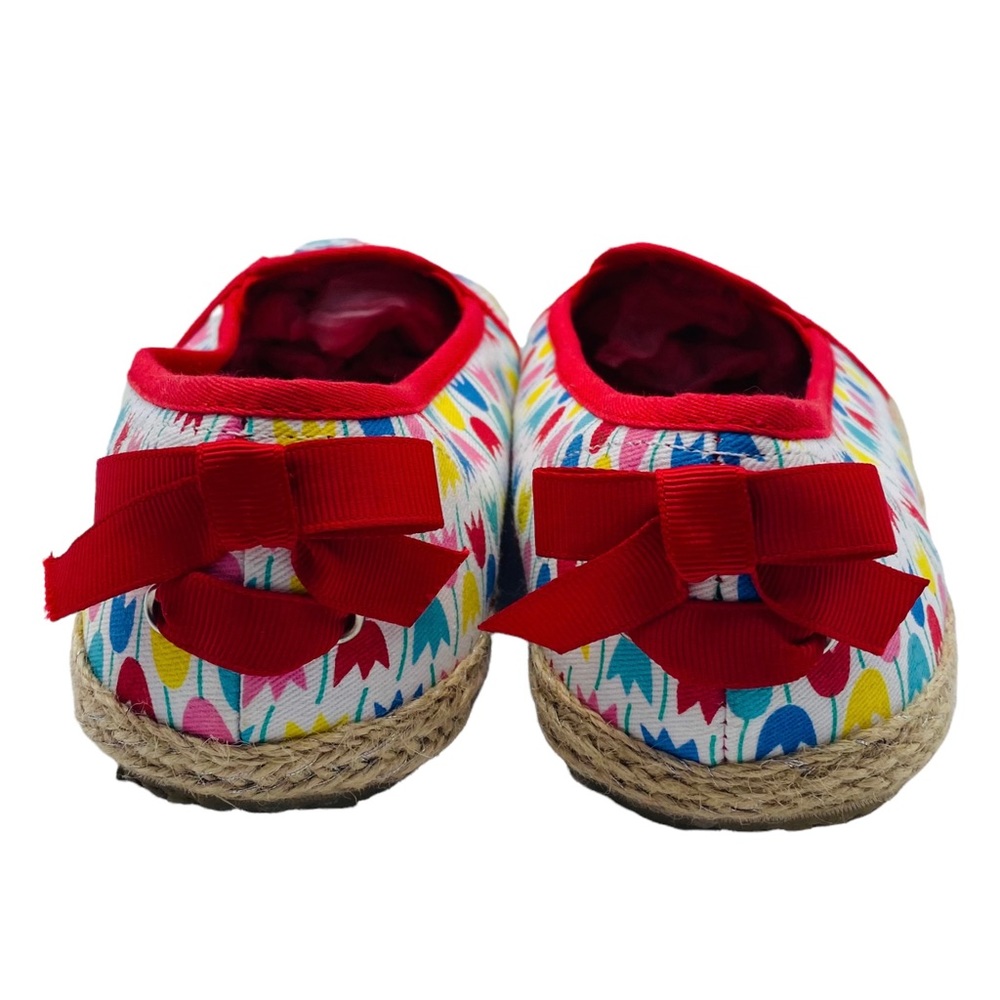 Hanna Andersson Girls Tanja Espadrille Slip On Shoes Size 4 Red Colorful Tulips - Picture 7 of 12